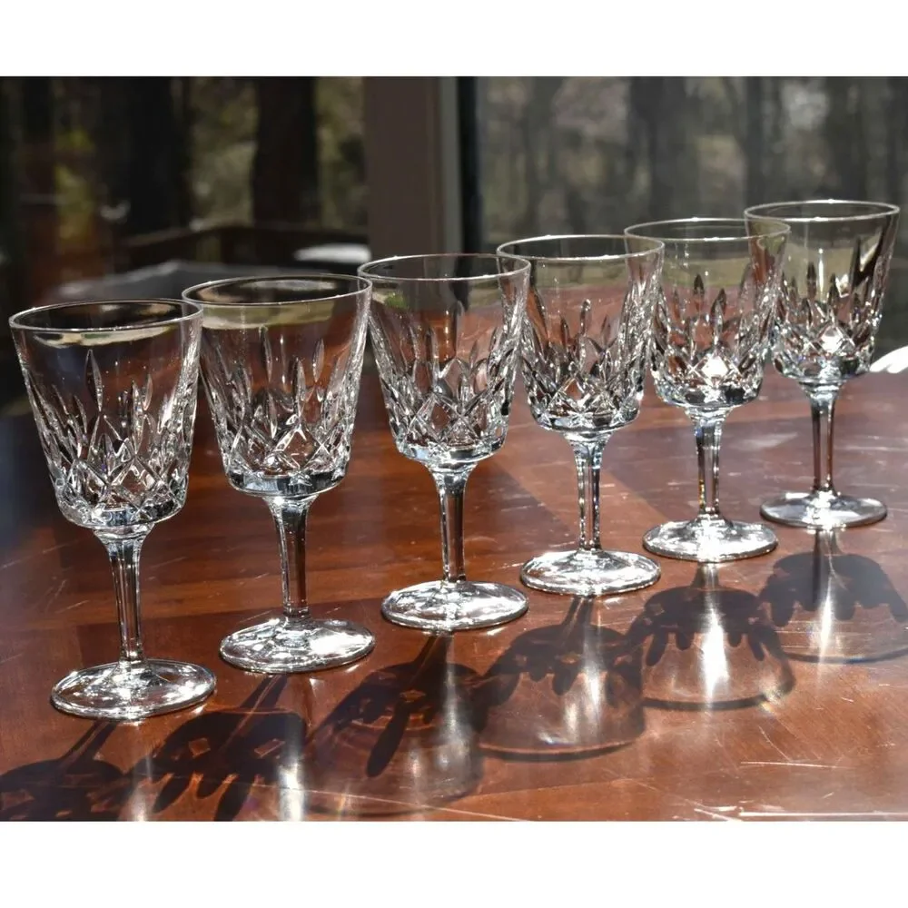 Set of 6 Gorham Crystal King Edward Clarets / Wine Glasses 6” - w/ Original Box